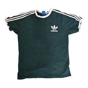 Adidas Green T-Shirt with White Stripes